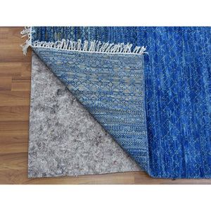 10'3"x14'4" Denim Blue, Thick And Plush Pure Wool Hand Knotted, Modern Chiaroscuro Collection, Oriental Rug FWR475086