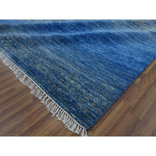 Load image into Gallery viewer, 10&#39;3&quot;x14&#39;4&quot; Denim Blue, Thick And Plush Pure Wool Hand Knotted, Modern Chiaroscuro Collection, Oriental Rug FWR475086