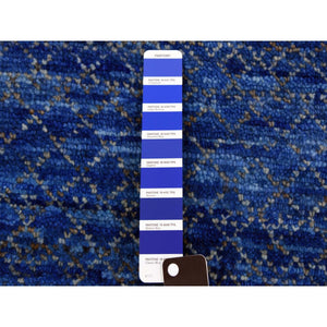 10'3"x14'4" Denim Blue, Thick And Plush Pure Wool Hand Knotted, Modern Chiaroscuro Collection, Oriental Rug FWR475086