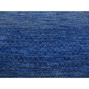10'3"x14'4" Denim Blue, Thick And Plush Pure Wool Hand Knotted, Modern Chiaroscuro Collection, Oriental Rug FWR475086