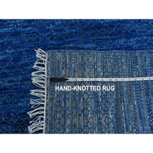 Load image into Gallery viewer, 10&#39;3&quot;x14&#39;4&quot; Denim Blue, Thick And Plush Pure Wool Hand Knotted, Modern Chiaroscuro Collection, Oriental Rug FWR475086