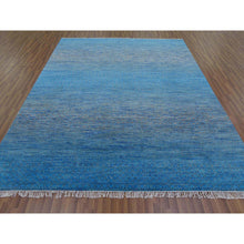Load image into Gallery viewer, 8&#39;2&quot;x10&#39; Blue, Pure Wool Hand Knotted, Modern Chiaroscuro Collection Thick And Plush, Oriental Rug FWR475146