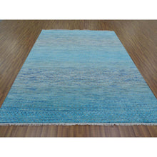 Load image into Gallery viewer, 8&#39;x9&#39;10&quot; Blue, Pure Wool Hand Knotted, Modern Chiaroscuro Collection Thick And Plush, Oriental Rug FWR475212