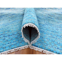 Load image into Gallery viewer, 8&#39;x9&#39;10&quot; Blue, Pure Wool Hand Knotted, Modern Chiaroscuro Collection Thick And Plush, Oriental Rug FWR475212