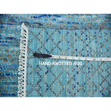 Load image into Gallery viewer, 8&#39;x9&#39;10&quot; Blue, Pure Wool Hand Knotted, Modern Chiaroscuro Collection Thick And Plush, Oriental Rug FWR475212