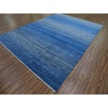 Load image into Gallery viewer, 9&#39;3&quot;x12&#39;6&quot; Blue, Pure Wool Hand Knotted, Modern Chiaroscuro Collection Thick And Plush, Oriental Rug FWR475290