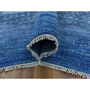 9'3"x12'6" Blue, Pure Wool Hand Knotted, Modern Chiaroscuro Collection Thick And Plush, Oriental Rug FWR475290
