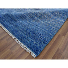 Load image into Gallery viewer, 9&#39;3&quot;x12&#39;6&quot; Blue, Pure Wool Hand Knotted, Modern Chiaroscuro Collection Thick And Plush, Oriental Rug FWR475290