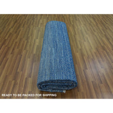 Load image into Gallery viewer, 9&#39;3&quot;x12&#39;6&quot; Blue, Pure Wool Hand Knotted, Modern Chiaroscuro Collection Thick And Plush, Oriental Rug FWR475290