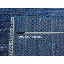 Load image into Gallery viewer, 9&#39;3&quot;x12&#39;6&quot; Blue, Pure Wool Hand Knotted, Modern Chiaroscuro Collection Thick And Plush, Oriental Rug FWR475290