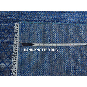 9'3"x12'6" Blue, Pure Wool Hand Knotted, Modern Chiaroscuro Collection Thick And Plush, Oriental Rug FWR475290