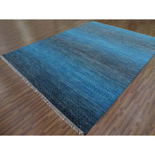 Load image into Gallery viewer, 9&#39;4&quot;x12&#39;1&quot; Blue, Pure Wool Densely Woven Chiaroscuro Collection, Hand Knotted, Oriental Rug FWR475314