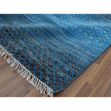 Load image into Gallery viewer, 9&#39;4&quot;x12&#39;1&quot; Blue, Pure Wool Densely Woven Chiaroscuro Collection, Hand Knotted, Oriental Rug FWR475314
