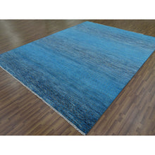 Load image into Gallery viewer, 9&#39;1&quot;x11&#39;10&quot; Blue, Thick And Plush Pure Wool Hand Knotted, Modern Chiaroscuro Collection, Oriental Rug FWR475326