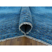 Load image into Gallery viewer, 9&#39;1&quot;x11&#39;10&quot; Blue, Thick And Plush Pure Wool Hand Knotted, Modern Chiaroscuro Collection, Oriental Rug FWR475326