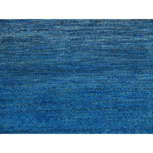 9'1"x11'10" Blue, Thick And Plush Pure Wool Hand Knotted, Modern Chiaroscuro Collection, Oriental Rug FWR475326