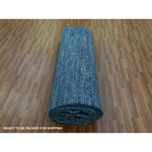 Load image into Gallery viewer, 9&#39;1&quot;x11&#39;10&quot; Blue, Thick And Plush Pure Wool Hand Knotted, Modern Chiaroscuro Collection, Oriental Rug FWR475326