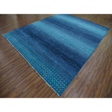 Load image into Gallery viewer, 9&#39;1&quot;x11&#39;8&quot; Blue, Hand Knotted Modern Chiaroscuro Collection, Thick And Plush Pure Wool, Oriental Rug FWR475362