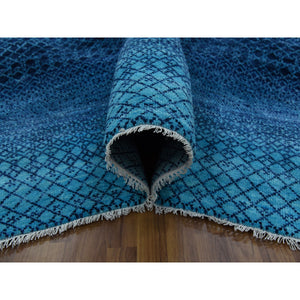 9'1"x11'8" Blue, Hand Knotted Modern Chiaroscuro Collection, Thick And Plush Pure Wool, Oriental Rug FWR475362