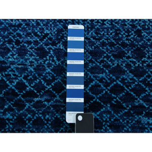 9'1"x11'8" Blue, Hand Knotted Modern Chiaroscuro Collection, Thick And Plush Pure Wool, Oriental Rug FWR475362