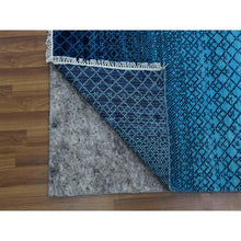 Load image into Gallery viewer, 9&#39;x11&#39;7&quot; Blue, Pure Wool Hand Knotted, Modern Chiaroscuro Collection Thick And Plush, Oriental Rug FWR475398