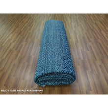 Load image into Gallery viewer, 9&#39;x11&#39;7&quot; Blue, Pure Wool Hand Knotted, Modern Chiaroscuro Collection Thick And Plush, Oriental Rug FWR475398