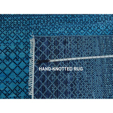 Load image into Gallery viewer, 9&#39;x11&#39;7&quot; Blue, Pure Wool Hand Knotted, Modern Chiaroscuro Collection Thick And Plush, Oriental Rug FWR475398