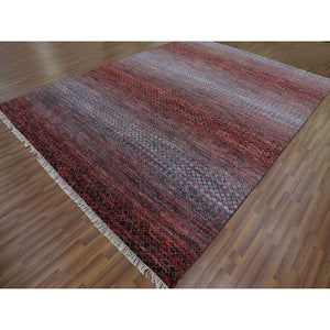 9'1"x12'1" Brownish Red, Hand Knotted Modern Chiaroscuro Collection, Thick And Plush Pure Wool, Oriental Rug FWR475428