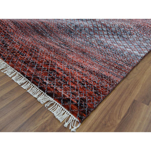 9'1"x12'1" Brownish Red, Hand Knotted Modern Chiaroscuro Collection, Thick And Plush Pure Wool, Oriental Rug FWR475428