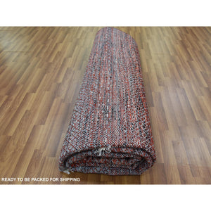 9'1"x12'1" Brownish Red, Hand Knotted Modern Chiaroscuro Collection, Thick And Plush Pure Wool, Oriental Rug FWR475428