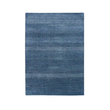 Load image into Gallery viewer, 4&#39;1&quot;x6&#39;1&quot; Teal Blue, Densely Woven Wool and Silk Hand Knotted, Modern Grass Design Gabbeh Oriental Rug FWR475452