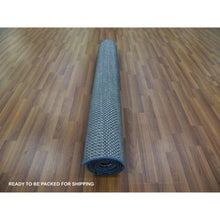 Load image into Gallery viewer, 4&#39;1&quot;x6&#39;1&quot; Teal Blue, Densely Woven Wool And Silk Hand Knotted, Modern Grass Design Gabbeh Oriental Rug FWR475452