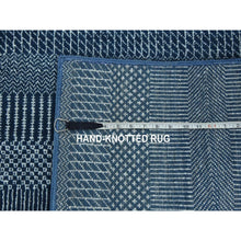 Load image into Gallery viewer, 4&#39;1&quot;x6&#39;1&quot; Teal Blue, Densely Woven Wool And Silk Hand Knotted, Modern Grass Design Gabbeh Oriental Rug FWR475452