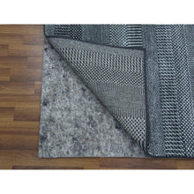 Load image into Gallery viewer, 3&#39;3&quot;x5&#39; Charcoal Gray, Wool And Silk Hand Knotted, Modern Grass Design Gabbeh Densely Woven, Oriental Rug FWR475518