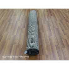 Load image into Gallery viewer, 3&#39;3&quot;x5&#39; Charcoal Gray, Wool and Silk Hand Knotted, Modern Grass Design Gabbeh Densely Woven, Oriental Rug FWR475518