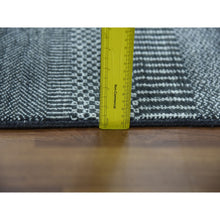 Load image into Gallery viewer, 3&#39;3&quot;x5&#39; Charcoal Gray, Wool and Silk Hand Knotted, Modern Grass Design Gabbeh Densely Woven, Oriental Rug FWR475518