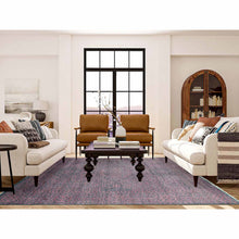 Load image into Gallery viewer, 8&#39;x9&#39;9&quot; Dark Green With Pop Of Red, Obscured, Tone On Tone Mamluk Design, Wool And Silk Hand Knotted, Oriental Rug FWR475638