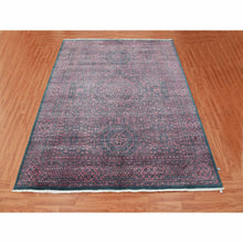 Load image into Gallery viewer, 8&#39;x9&#39;9&quot; Dark Green With Pop Of Red, Obscured, Tone On Tone Mamluk Design, Wool And Silk Hand Knotted, Oriental Rug FWR475638