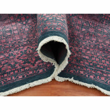 Load image into Gallery viewer, 8&#39;x9&#39;9&quot; Dark Green With Pop Of Red, Obscured, Tone On Tone Mamluk Design, Wool And Silk Hand Knotted, Oriental Rug FWR475638