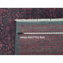 Load image into Gallery viewer, 8&#39;x9&#39;9&quot; Dark Green With Pop Of Red, Obscured, Tone On Tone Mamluk Design, Wool And Silk Hand Knotted, Oriental Rug FWR475638