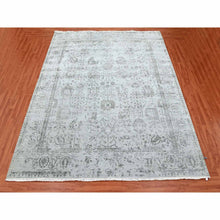 Load image into Gallery viewer, 8&#39;x9&#39;10&quot; Silver Gray, Wool And Silk Hand Knotted, Broken Erased Persian Tabriz Design, Oriental Rug FWR475644