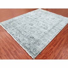 Load image into Gallery viewer, 8&#39;x9&#39;10&quot; Silver Gray, Wool And Silk Hand Knotted, Broken Erased Persian Tabriz Design, Oriental Rug FWR475644