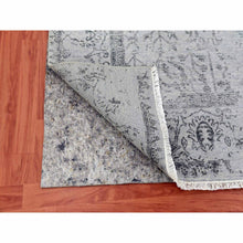 Load image into Gallery viewer, 8&#39;x9&#39;10&quot; Silver Gray, Wool And Silk Hand Knotted, Broken Erased Persian Tabriz Design, Oriental Rug FWR475644