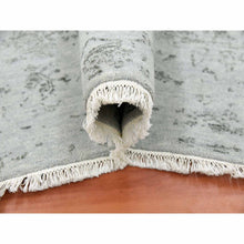 Load image into Gallery viewer, 8&#39;x9&#39;10&quot; Silver Gray, Wool And Silk Hand Knotted, Broken Erased Persian Tabriz Design, Oriental Rug FWR475644