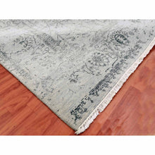 Load image into Gallery viewer, 8&#39;x9&#39;10&quot; Silver Gray, Wool And Silk Hand Knotted, Broken Erased Persian Tabriz Design, Oriental Rug FWR475644