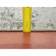 Load image into Gallery viewer, 8&#39;x9&#39;10&quot; Silver Gray, Wool And Silk Hand Knotted, Broken Erased Persian Tabriz Design, Oriental Rug FWR475644