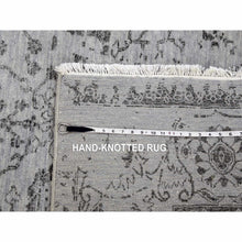 Load image into Gallery viewer, 8&#39;x9&#39;10&quot; Silver Gray, Wool And Silk Hand Knotted, Broken Erased Persian Tabriz Design, Oriental Rug FWR475644