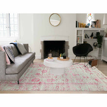 Load image into Gallery viewer, 8&#39;10&quot;x11&#39;3&quot; Beige And Pink, Broken Persian Tabriz Erased Design, Wool And Silk Hand Knotted, Oriental Rug FWR475650