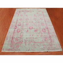 Load image into Gallery viewer, 8&#39;10&quot;x11&#39;3&quot; Beige And Pink, Broken Persian Tabriz Erased Design, Wool And Silk Hand Knotted, Oriental Rug FWR475650