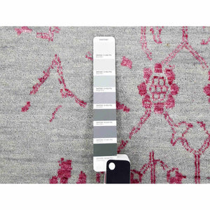 8'10"x11'3" Beige And Pink, Broken Persian Tabriz Erased Design, Wool And Silk Hand Knotted, Oriental Rug FWR475650